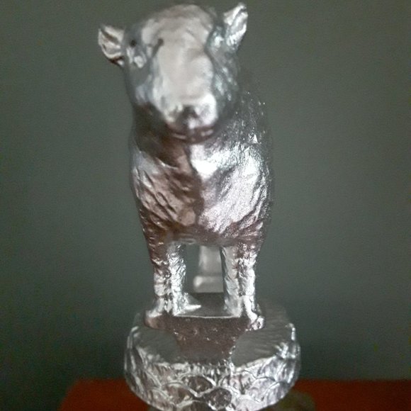 Unique Vintage Glass Decanter with Metal Cow Stopper - Picture 4 of 6